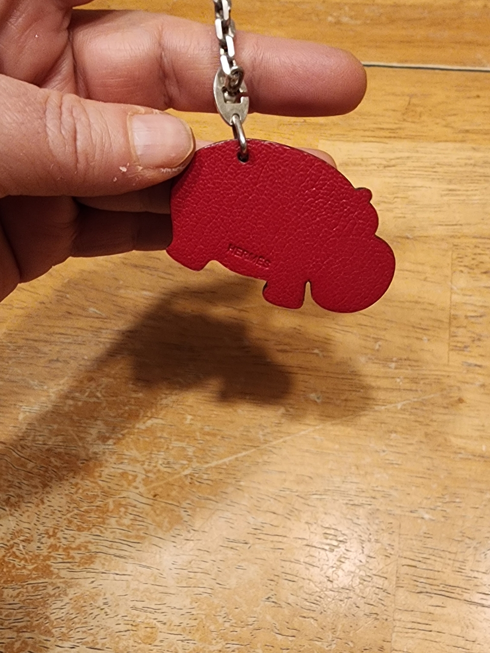 pre-owned Hermès Hippopotamus bag charm made of brown and red leather - Picture 8 of 9